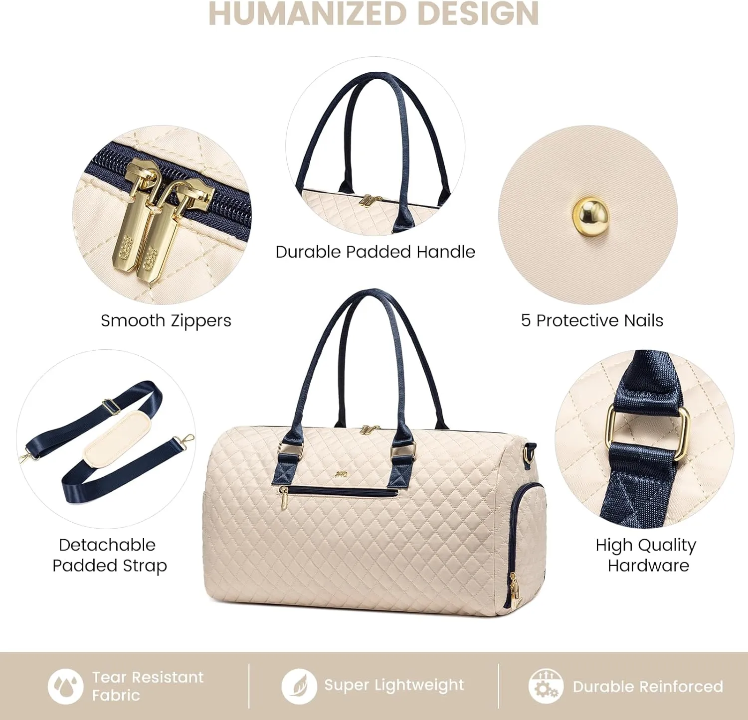 JFFD Travel Duffle Bag - Women's Weekender & Gym Duffel with Shoe Compartment & Wet Pocket, Perfect for Overnight Stays & Labor & Delivery