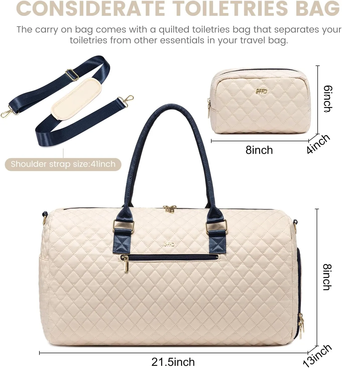 JFFD Travel Duffle Bag - Women's Weekender & Gym Duffel with Shoe Compartment & Wet Pocket, Perfect for Overnight Stays & Labor & Delivery