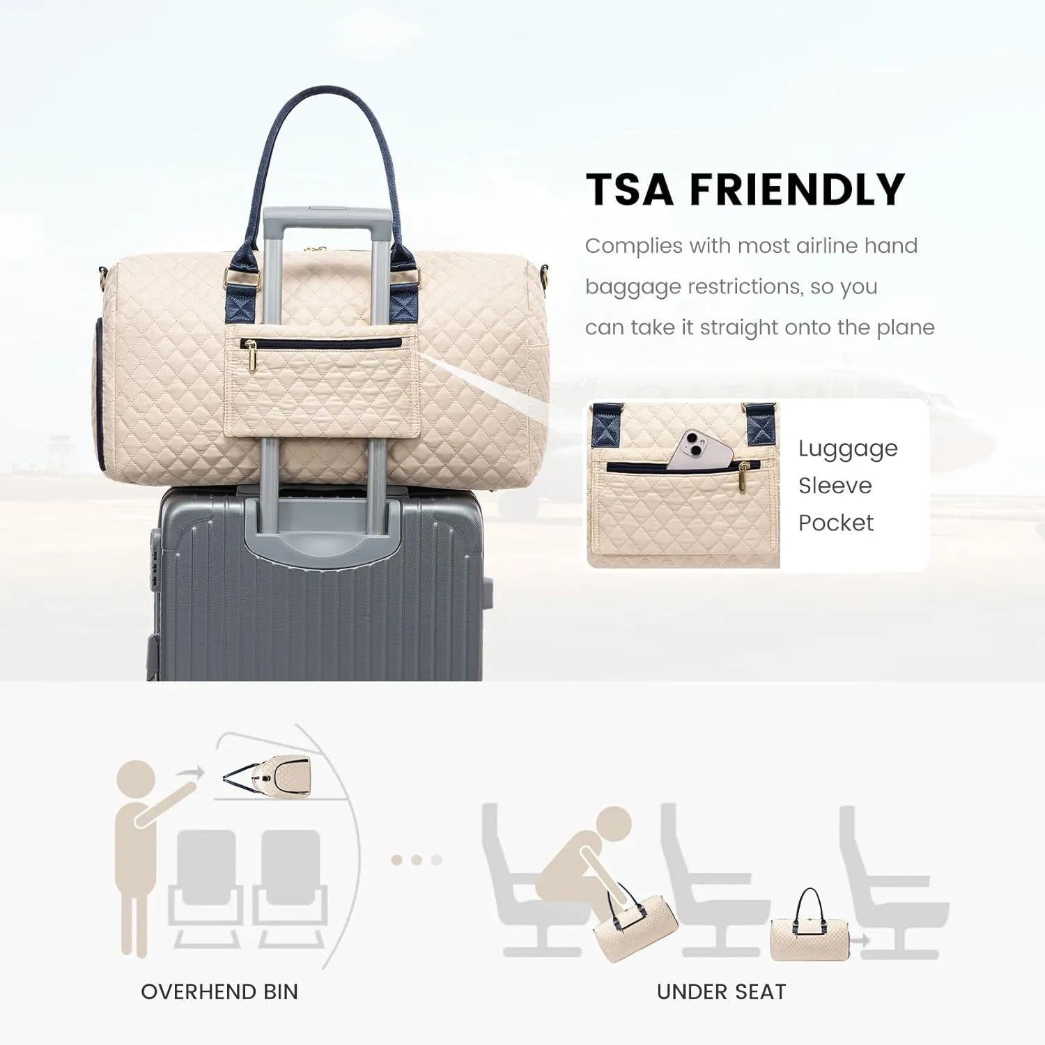 JFFD Travel Duffle Bag - Women's Weekender & Gym Duffel with Shoe Compartment & Wet Pocket, Perfect for Overnight Stays & Labor & Delivery