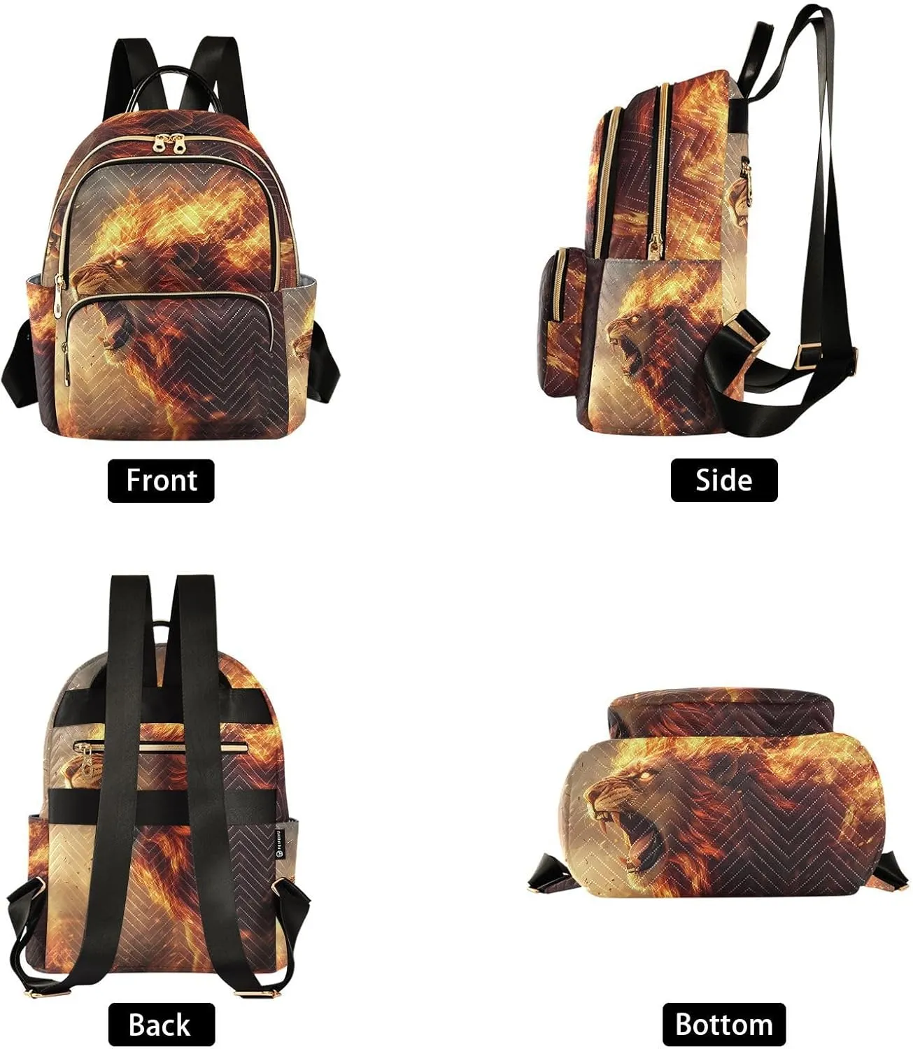 JIPONI Lion Flame Small Backpack for Women, Travel Purse Back Pack, Casual Daypack, Lightweight Bag-S