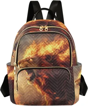 JIPONI Lion Flame Small Backpack for Women, Travel Purse Back Pack, Casual Daypack, Lightweight Bag-S