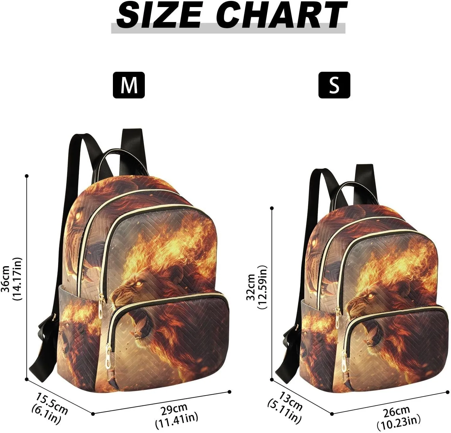 JIPONI Lion Flame Small Backpack for Women, Travel Purse Back Pack, Casual Daypack, Lightweight Bag-S