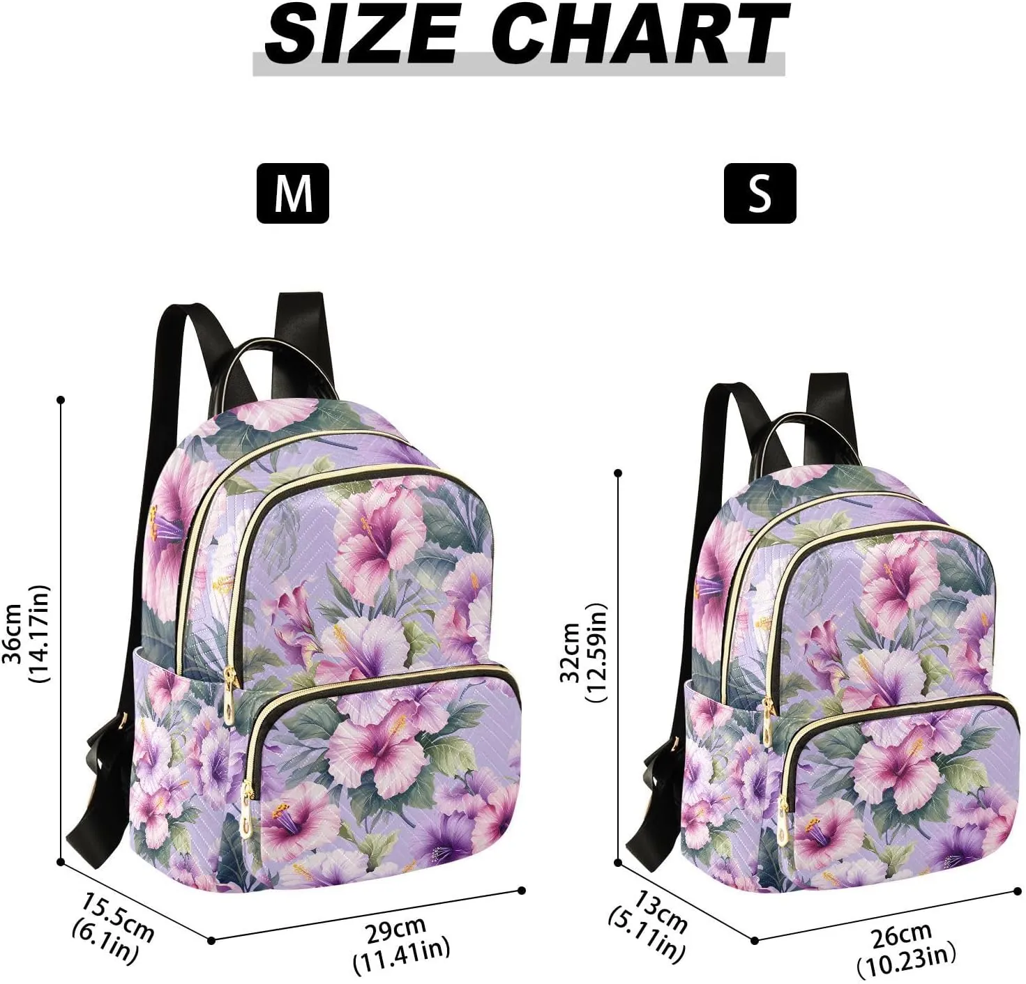 JIPONI Pink Purple Flower Backpack Purse for Women Lightweight Back Pack Casual Daypack Travel Shoulder Bag Bookbag - S