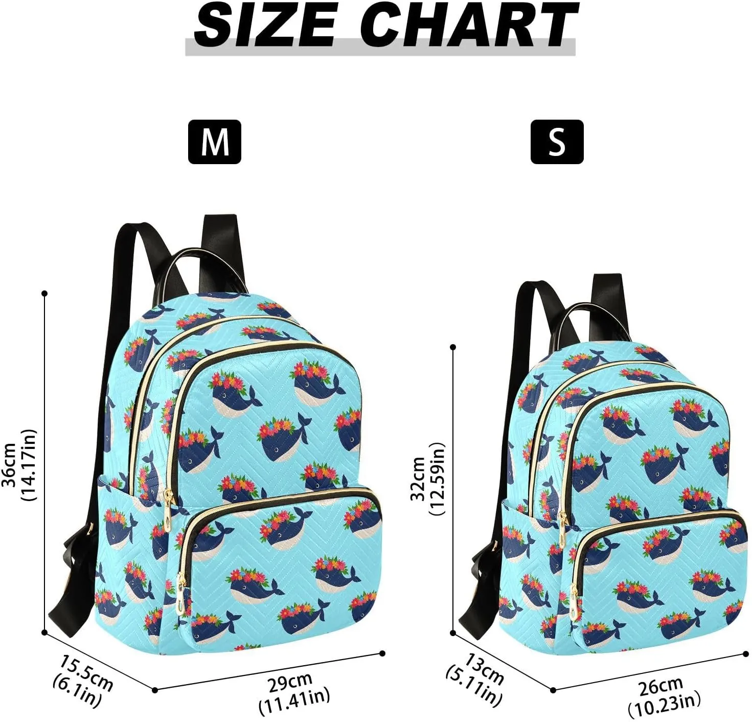 JIPONI Whales Flower Garlands Small Backpack for Women, Travel Purse Back Pack, Casual Daypack, Lightweight Bag-S