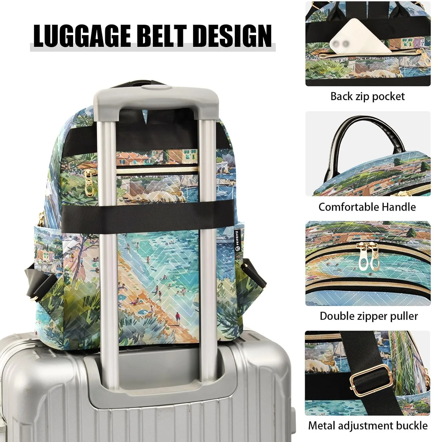 Joisal Beach Vacation Anti Theft Backpack Purse for Women Computer Backpack for Women, Lightweight Backpack for Travel Medium
