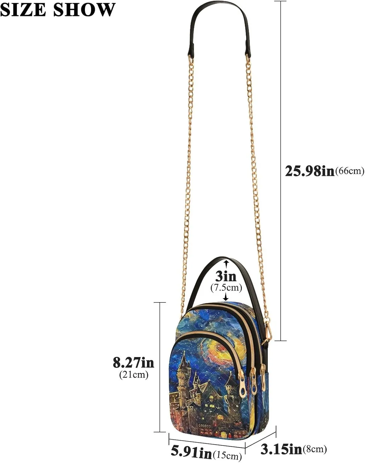 Joisal Rainbow Colored Tree Women Crossbody Bags Triple Zip Women's Shoulder Bag, Womans Purses