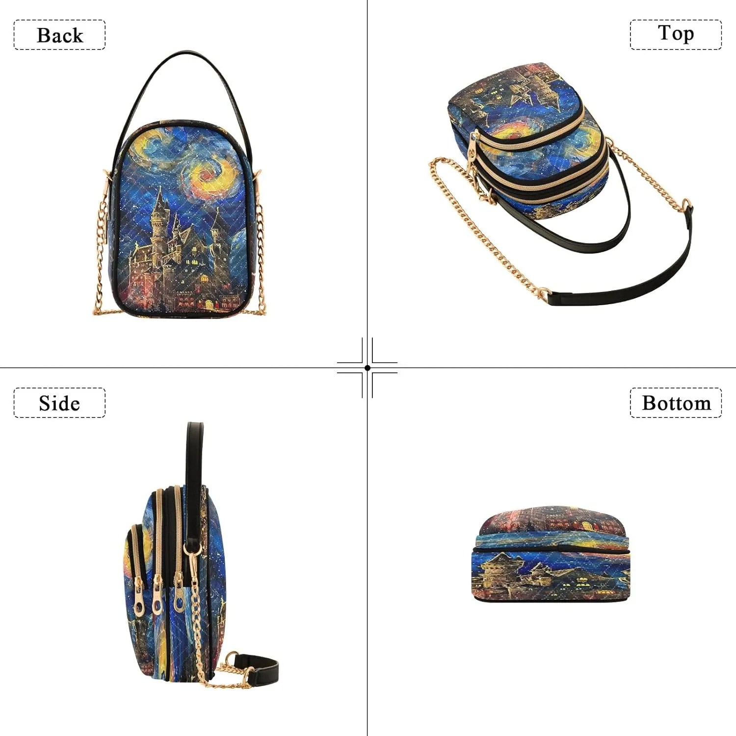 Joisal Rainbow Colored Tree Women Crossbody Bags Triple Zip Women's Shoulder Bag, Womans Purses