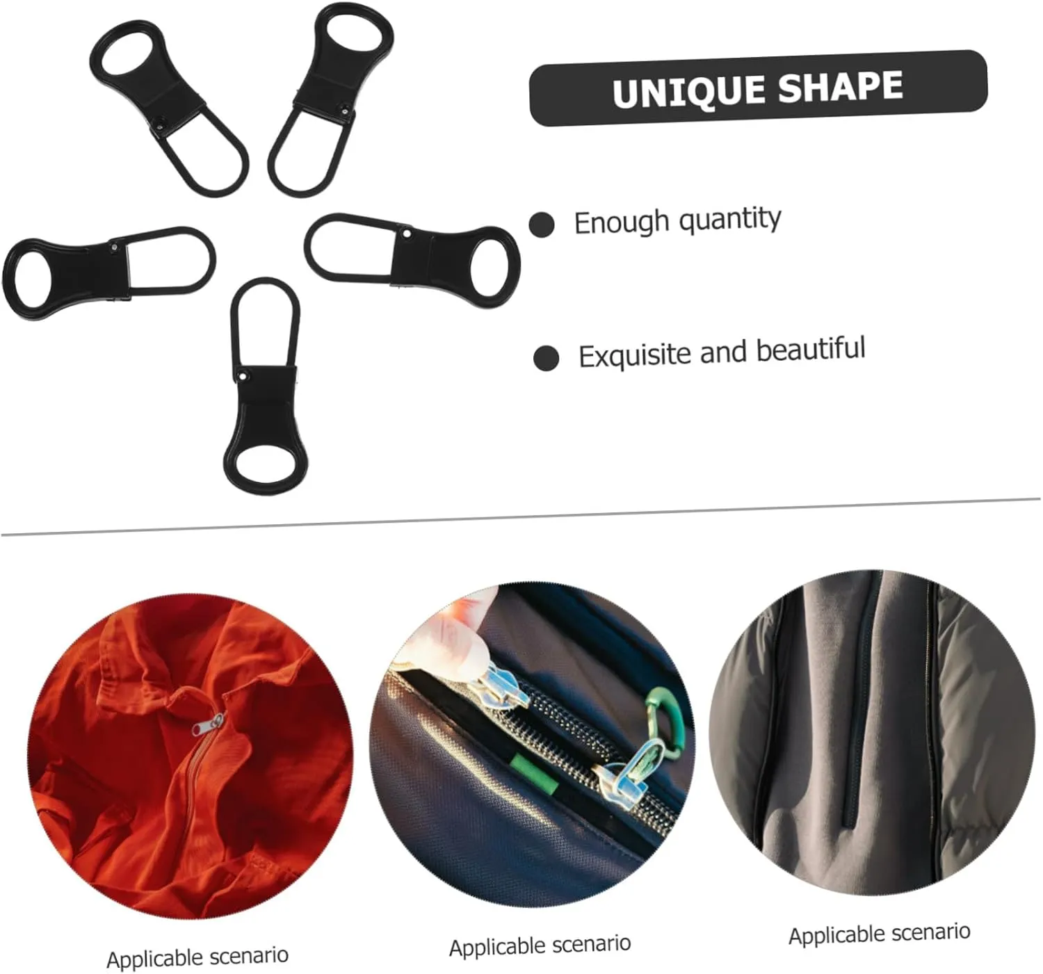 jojofuny 1set Zipper Pulls Replacement Tabs for Clothing Detachable Zipper Handles for Backpacks Coats Boots and More for Quick Installation 5pcs