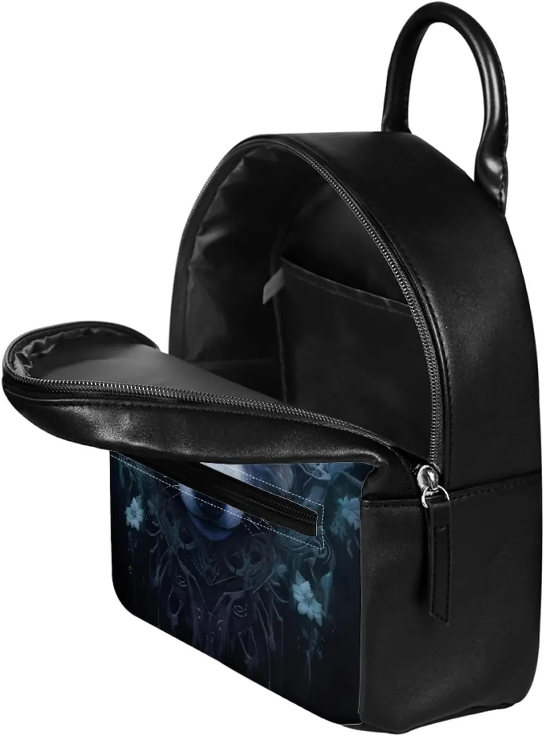 JooMeryer Galaxy Wolf Mini Backpacks for Teen Kids Boys pu Leather Casual Daypack Shoulder Bags for College Students,Blue Eye Cool Wolf