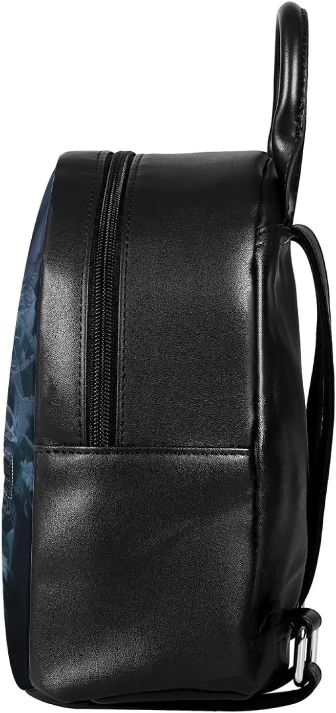 JooMeryer Galaxy Wolf Mini Backpacks for Teen Kids Boys pu Leather Casual Daypack Shoulder Bags for College Students,Blue Eye Cool Wolf