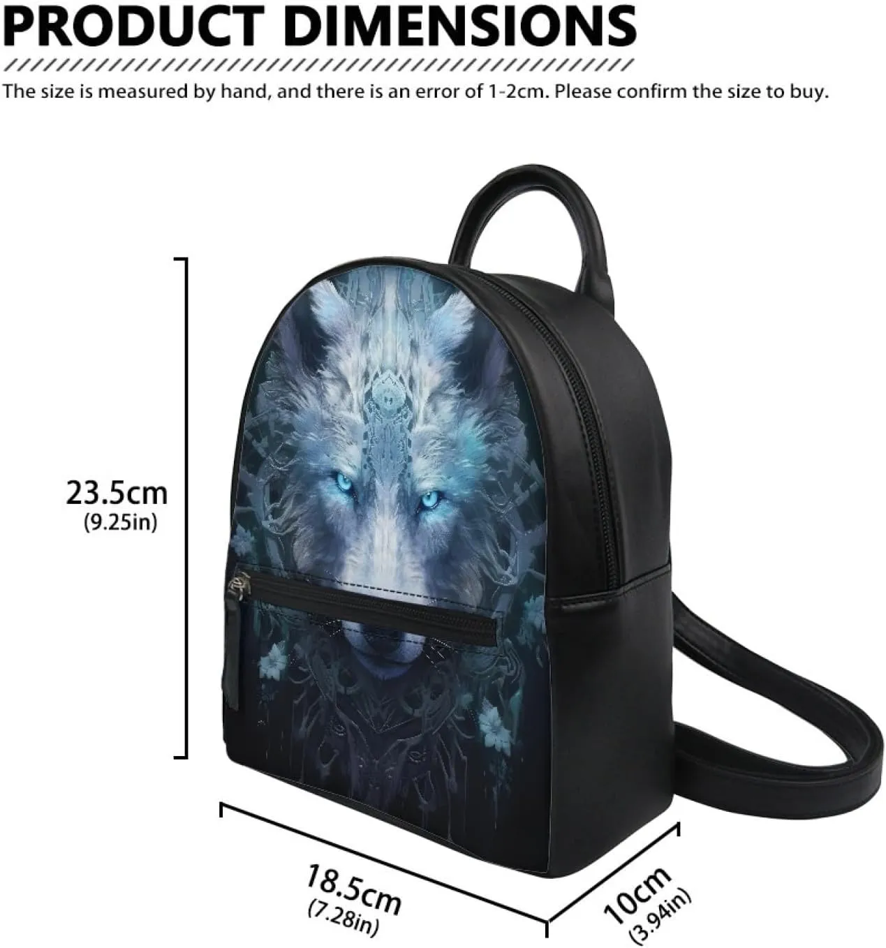 JooMeryer Galaxy Wolf Mini Backpacks for Teen Kids Boys pu Leather Casual Daypack Shoulder Bags for College Students,Blue Eye Cool Wolf