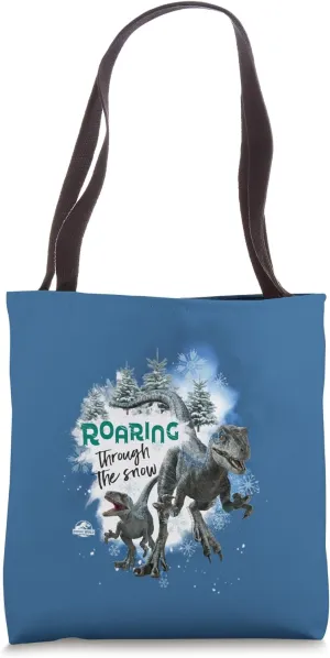 Jurassic World Blue The Raptor Roaring through the Snow Tote Bag