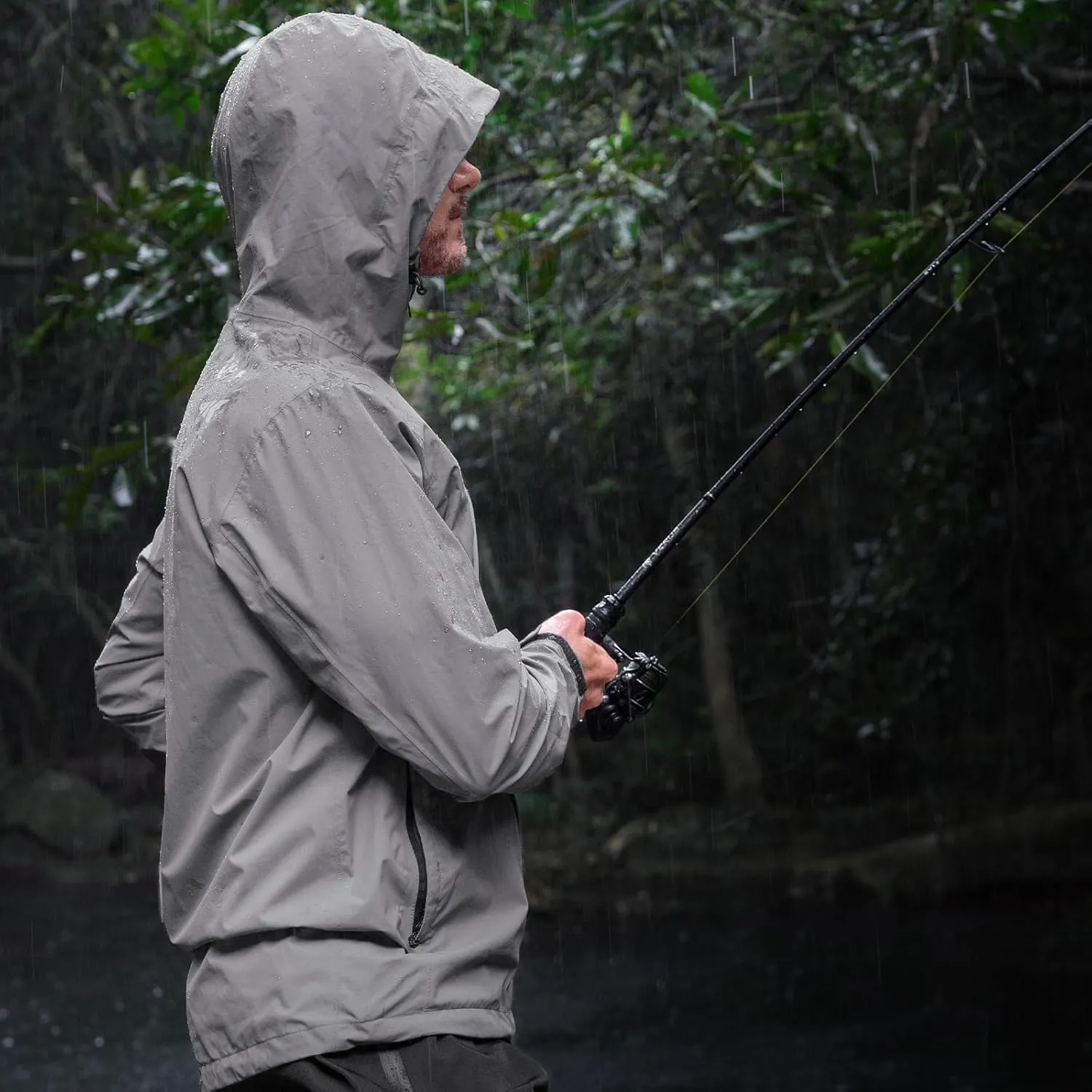 KastKing HydroArmor Lightweight Rain Jacket, 2.5-Layer Waterproof Fishing Hiking Rain Suit for Men, Packable Rain Gear