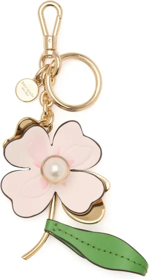 kate spade new york Fresh Picks Embellished Smooth Leather Flower Key fob, Blush Cloud Multi