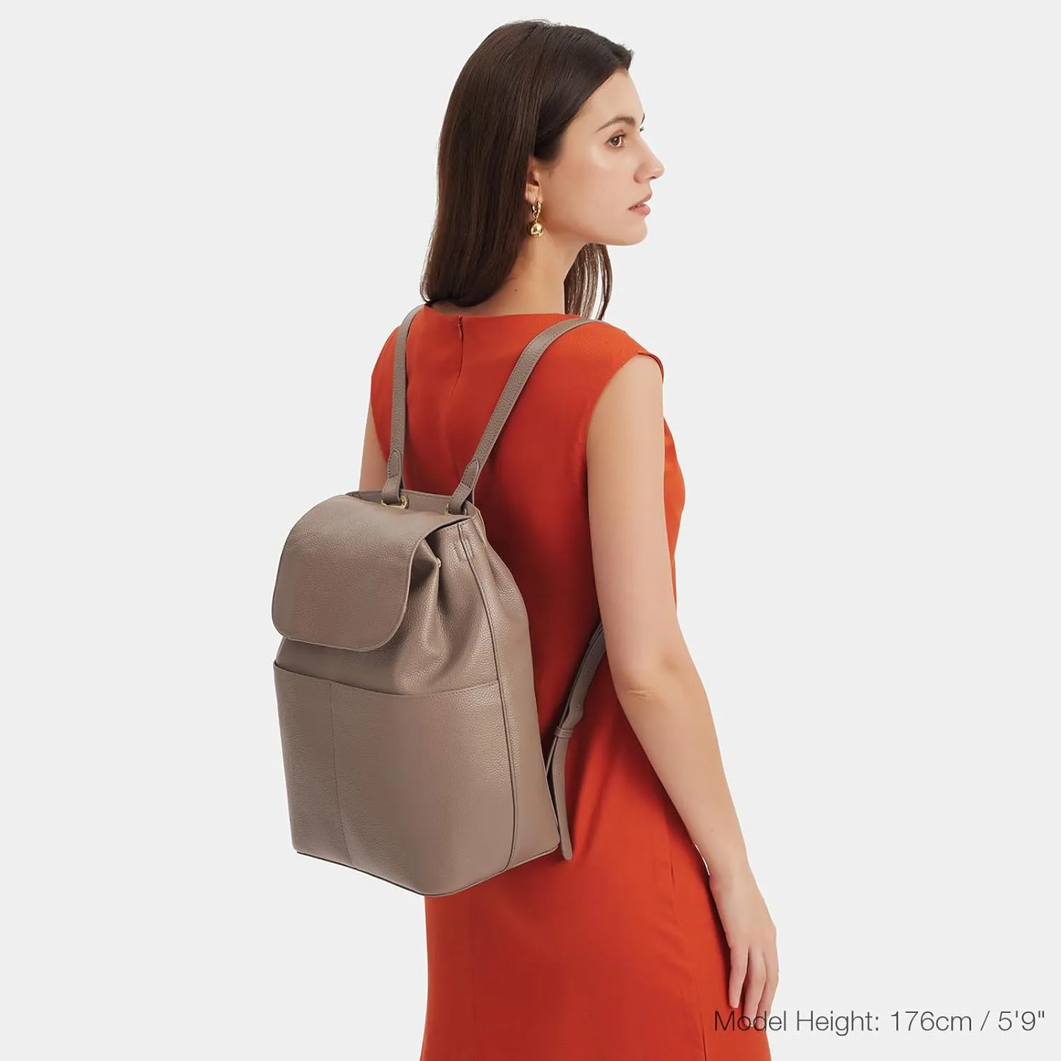 Kattee Leather Backpack Purse for Women Travel Fashion Designer Ladies Laptop Backpack, Khaki