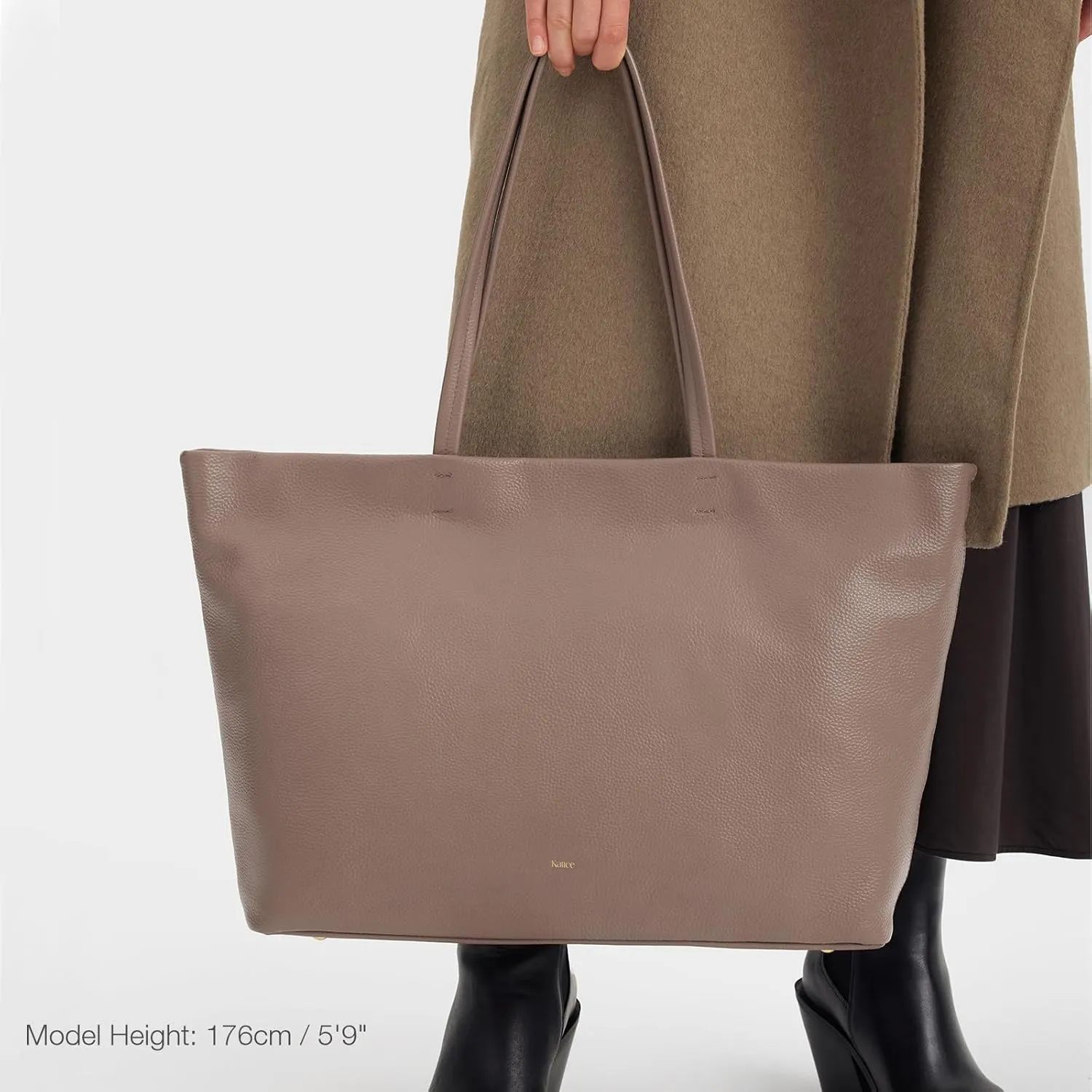 Kattee Leather Tote Bags for Women, Soft Shoulder Purse and Handbags Zipper Totes Travel Work Extra Large