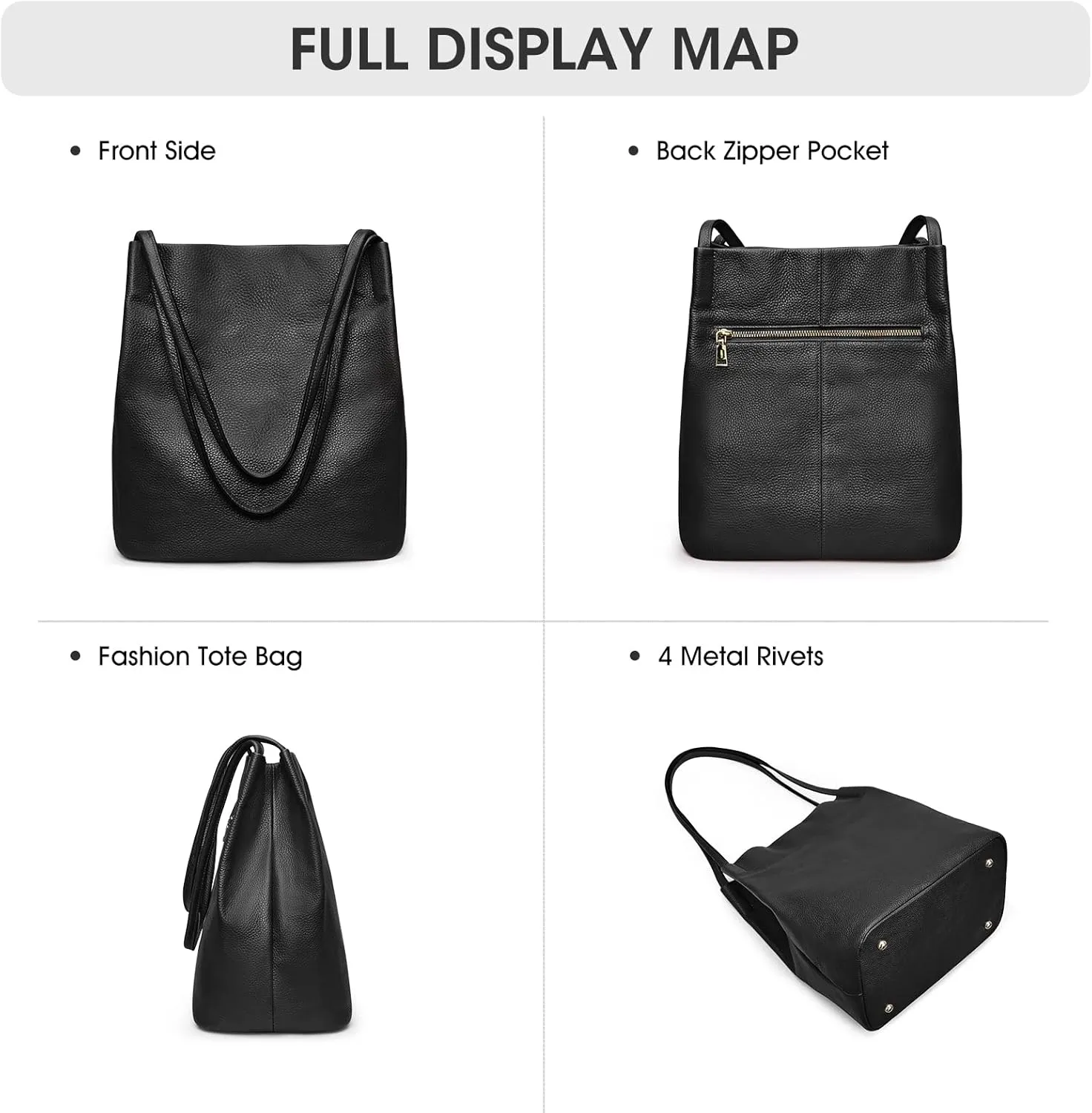Kattee Women Soft Genuine Leather Totes Shoulder Bag Purses and Handbags with Top Magnetic Snap Closure