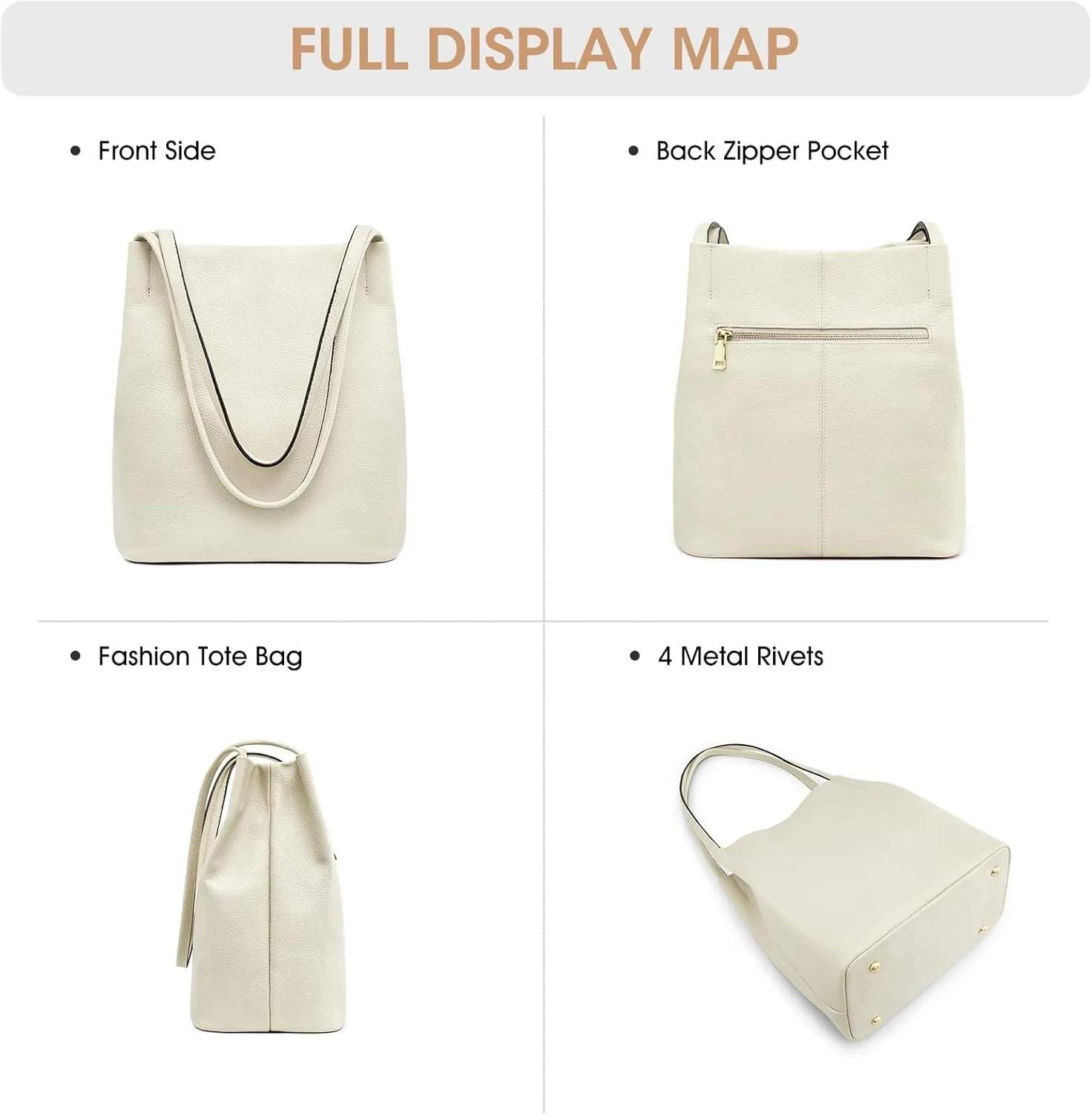 Kattee Women Soft Genuine Leather Totes Shoulder Bag Purses and Handbags with Top Magnetic Snap Closure