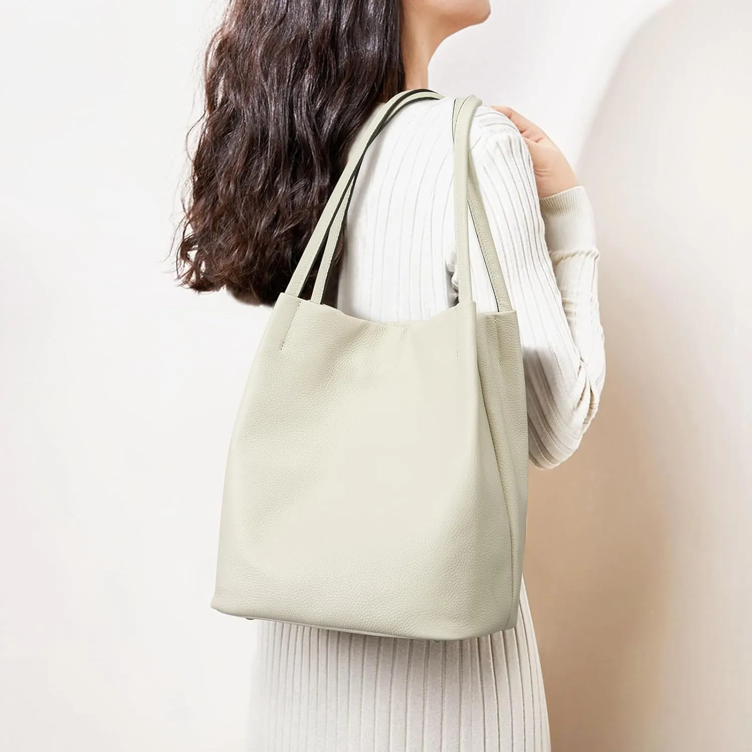 Kattee Women Soft Genuine Leather Totes Shoulder Bag Purses and Handbags with Top Magnetic Snap Closure