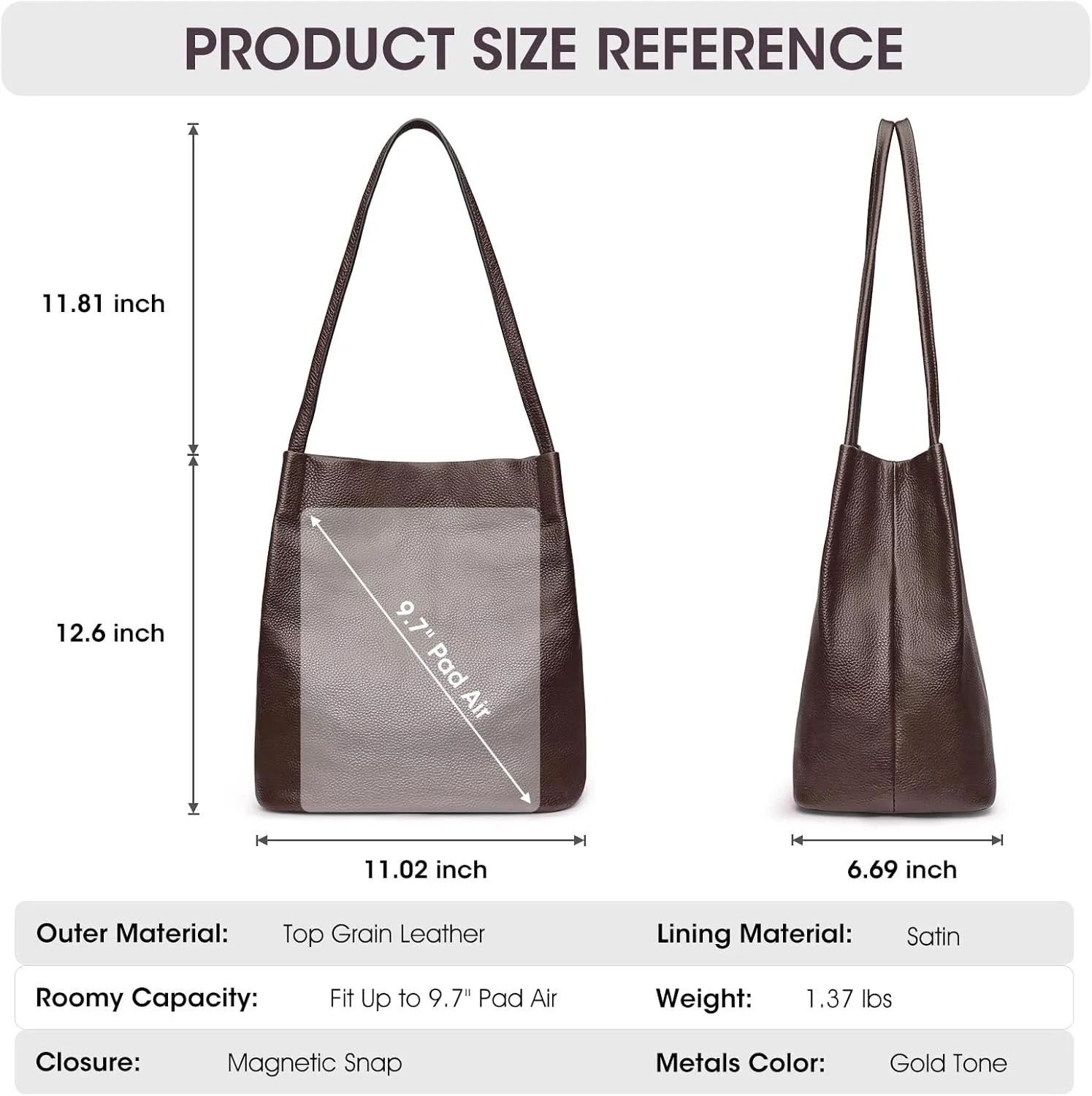 Kattee Women Soft Genuine Leather Totes Shoulder Bag Purses and Handbags with Top Magnetic Snap Closure