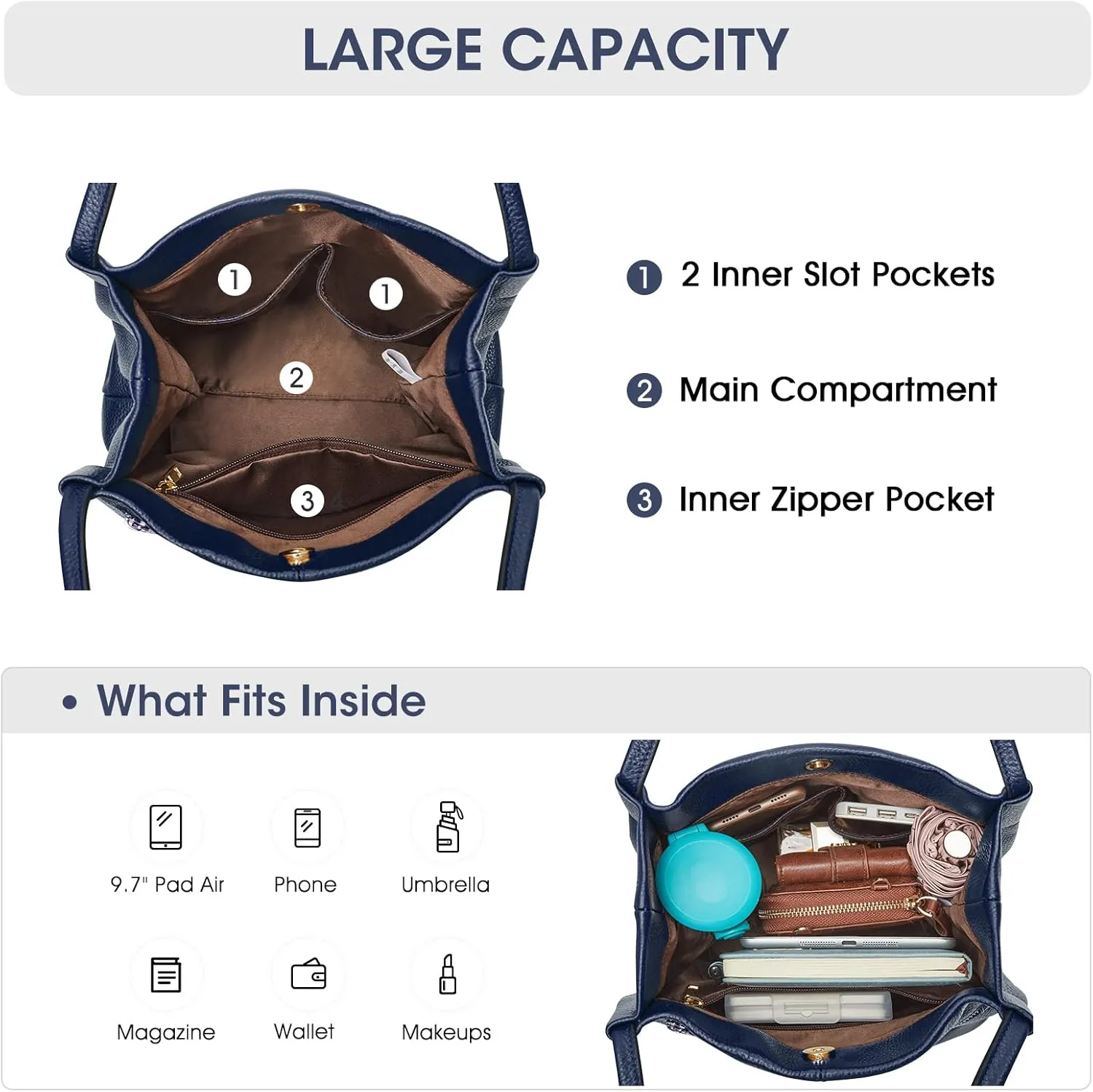Kattee Women Soft Genuine Leather Totes Shoulder Bag Purses and Handbags with Top Magnetic Snap Closure