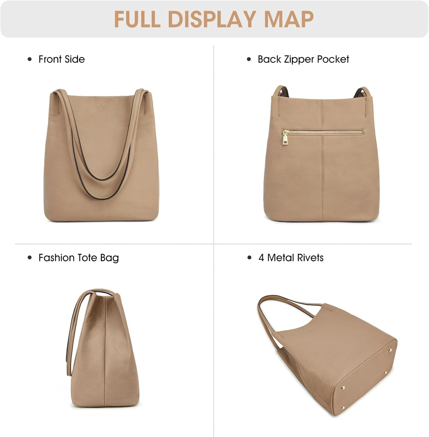 Kattee Women Soft Genuine Leather Totes Shoulder Bag Purses and Handbags with Top Magnetic Snap Closure
