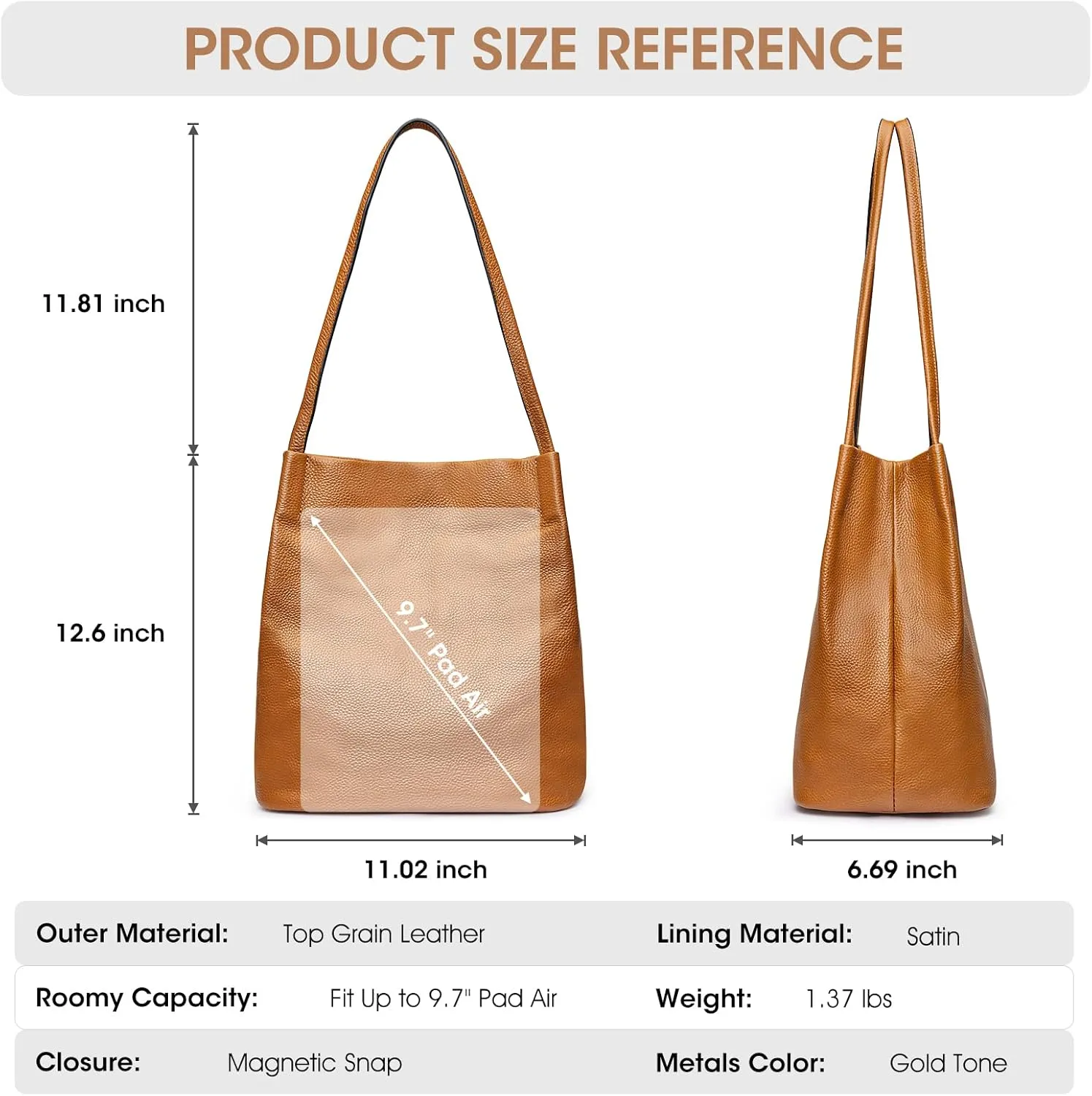 Kattee Women Soft Genuine Leather Totes Shoulder Bag Purses and Handbags with Top Magnetic Snap Closure