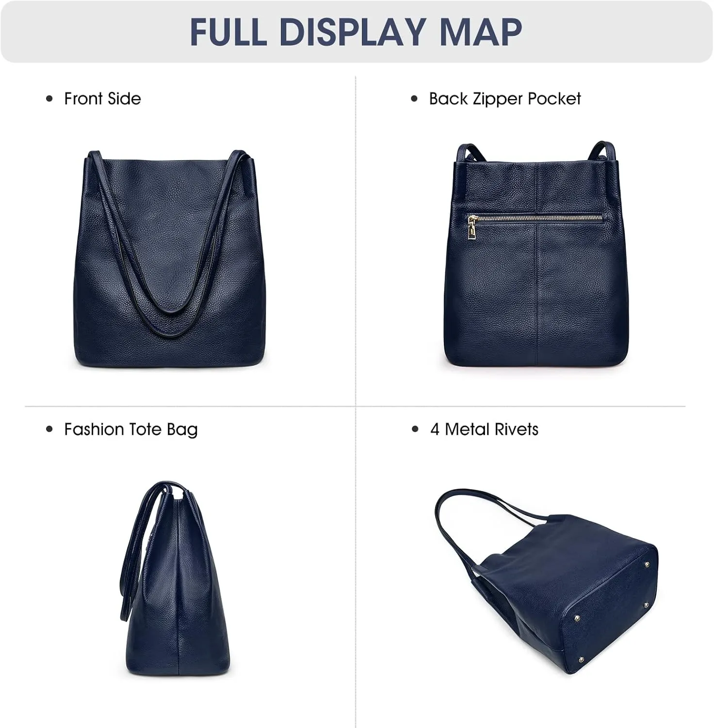Kattee Women Soft Genuine Leather Totes Shoulder Bag Purses and Handbags with Top Magnetic Snap Closure