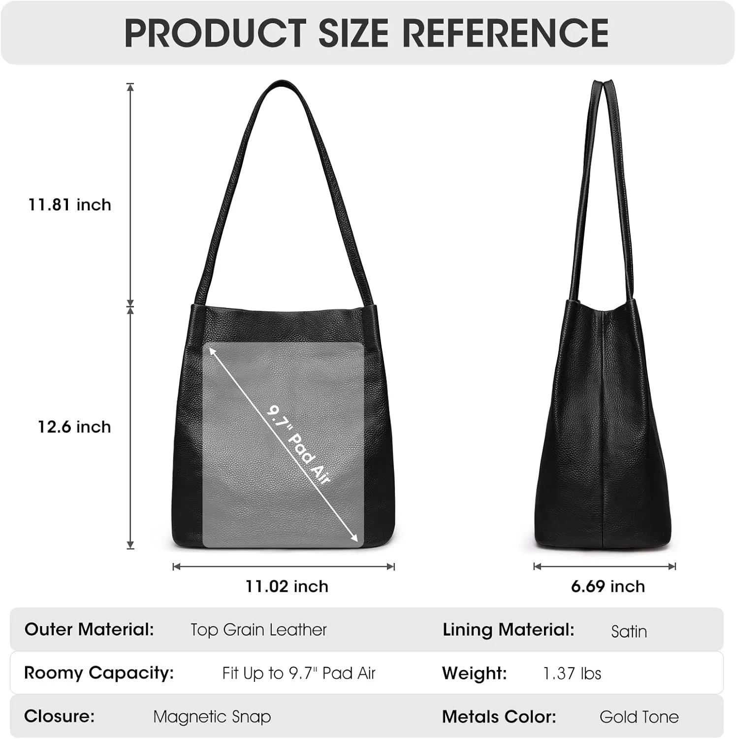 Kattee Women Soft Genuine Leather Totes Shoulder Bag Purses and Handbags with Top Magnetic Snap Closure