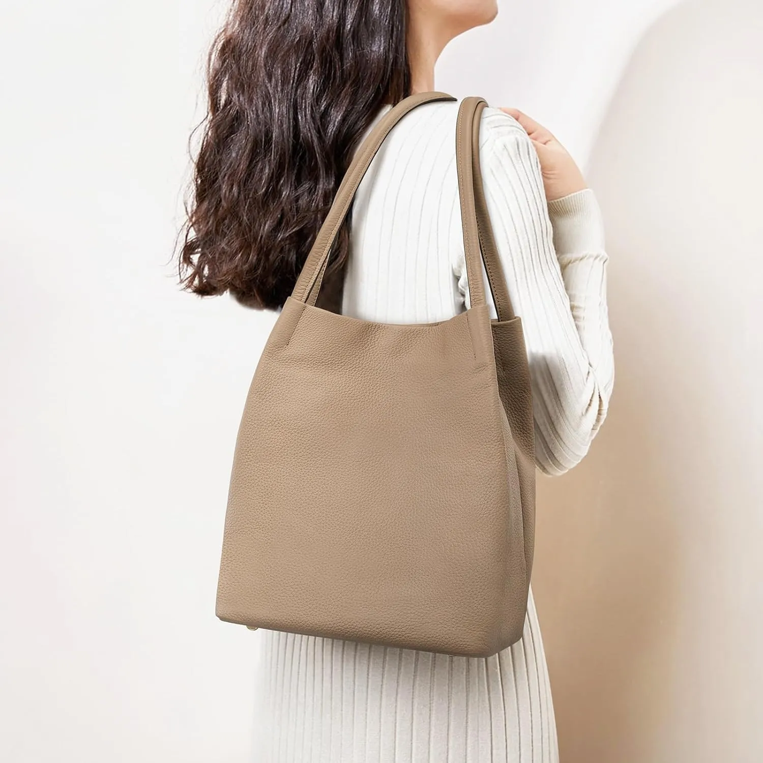 Kattee Women Soft Genuine Leather Totes Shoulder Bag Purses and Handbags with Top Magnetic Snap Closure