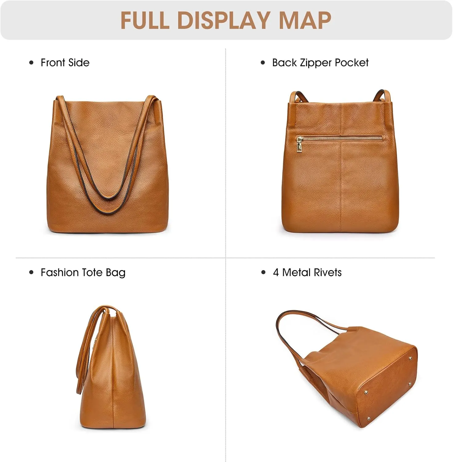 Kattee Women Soft Genuine Leather Totes Shoulder Bag Purses and Handbags with Top Magnetic Snap Closure