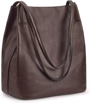 Kattee Women Soft Genuine Leather Totes Shoulder Bag Purses and Handbags with Top Magnetic Snap Closure