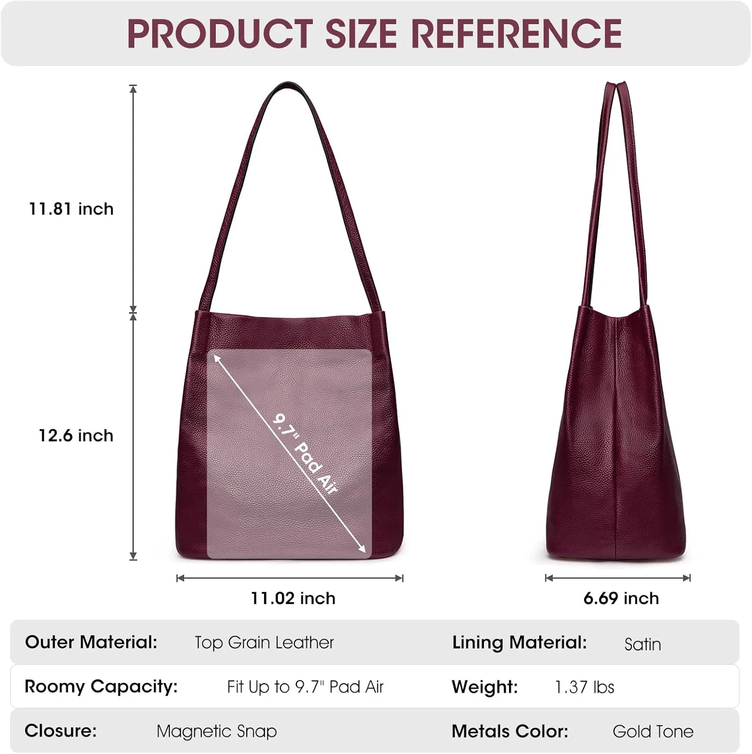 Kattee Women Soft Genuine Leather Totes Shoulder Bag Purses and Handbags with Top Magnetic Snap Closure