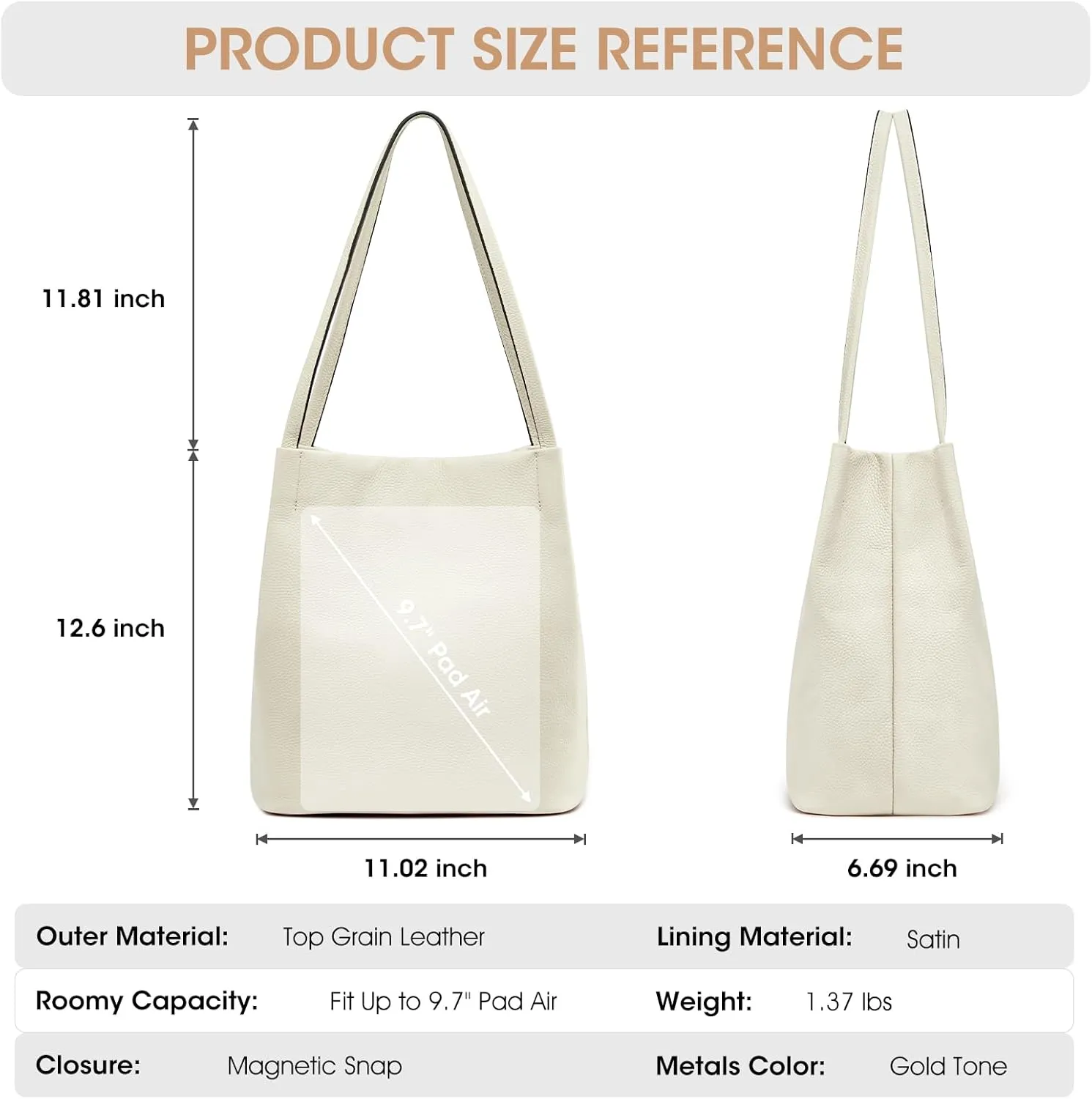 Kattee Women Soft Genuine Leather Totes Shoulder Bag Purses and Handbags with Top Magnetic Snap Closure