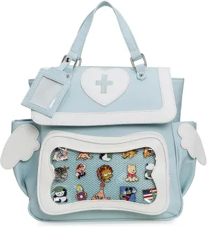 Kawaii Ita Bag Purse Backpack Shoulder Trading Pin Bag Cross Love Heart Angel With Insert Display
