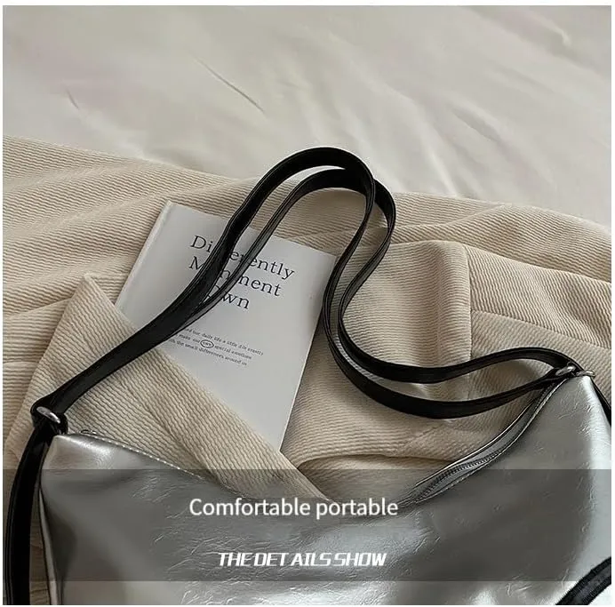 Kawaii Y2K Shoulder Bag, Women Cute Chic Design Butterfly Harajuku Crossbody Shoulder Bag Tote Bag Top Handle Bags (Silver black)