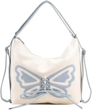 Kawaii Y2K Shoulder Bag, Women Cute Chic Design Butterfly Harajuku Crossbody Shoulder Bag Tote Bag Top Handle Bags (white)