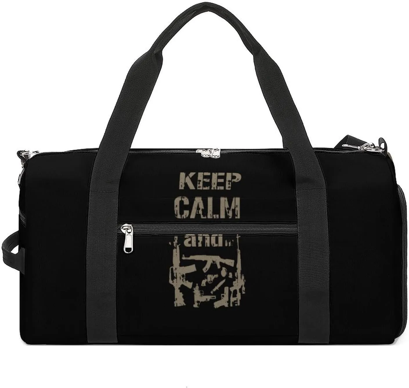 Keep Calm and Take Guns Gym Duffle Bag Waterproof Travel Bag Small for Sports and Weekend Getaway