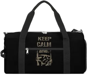 Keep Calm and Take Guns Gym Duffle Bag Waterproof Travel Bag Small for Sports and Weekend Getaway