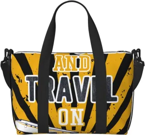 Keep Calm and Travel On Travel Bag for Women Men Weekender Bags Carry on Overnight Bag Tote Bag Yoga Gym Bag for Gym, Work, Travel, Weekend, Personal Items