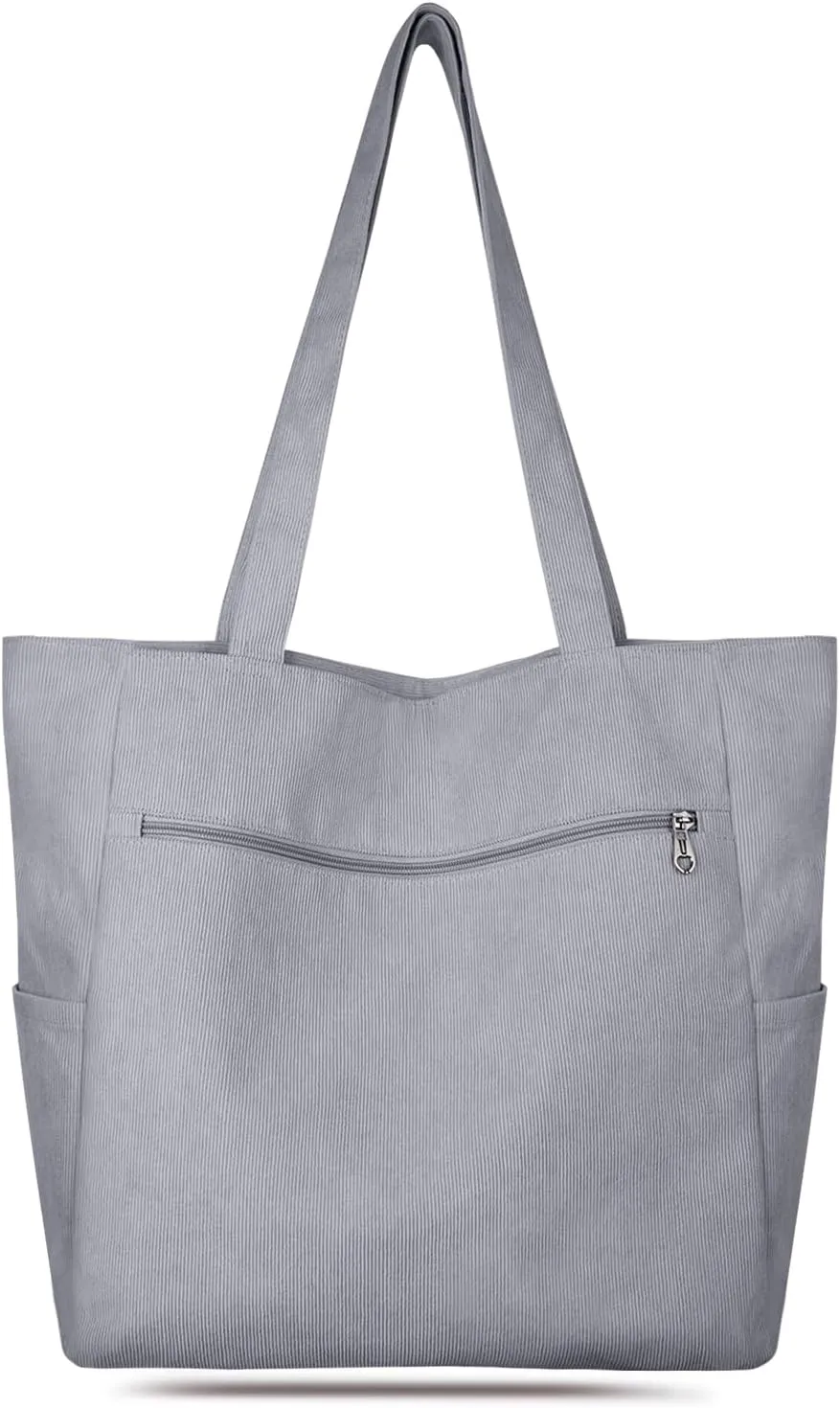 Kememo Corduroy Tote Bag for Women with Zipper, Large Shoulder Bag Handbag for Work School Shopping Travel Gym Vacation