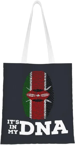 Kenya It's in My DNA Tote Bag for Women Canvas Shopping Bags Reusable Large Capacity Casual Shoulder Handbags Grocery Bags DIY Gift Bags
