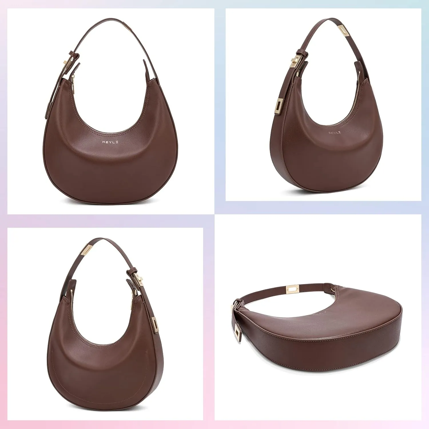 Keyli Shoulder Bag Stylish Casual Clutch Purses for Women 3 Ways Adjust Strap Hobo Handbags with Zip Closure