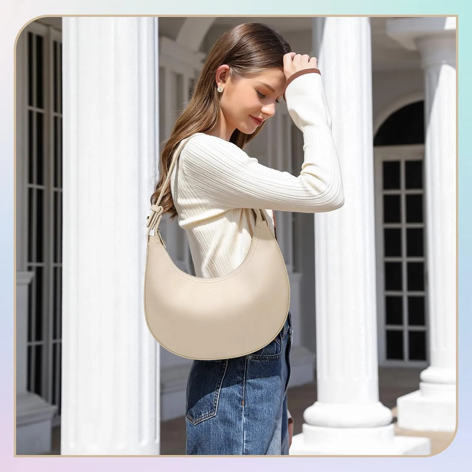 Keyli Shoulder Bag Stylish Casual Clutch Purses for Women 3 Ways Adjust Strap Hobo Handbags with Zip Closure