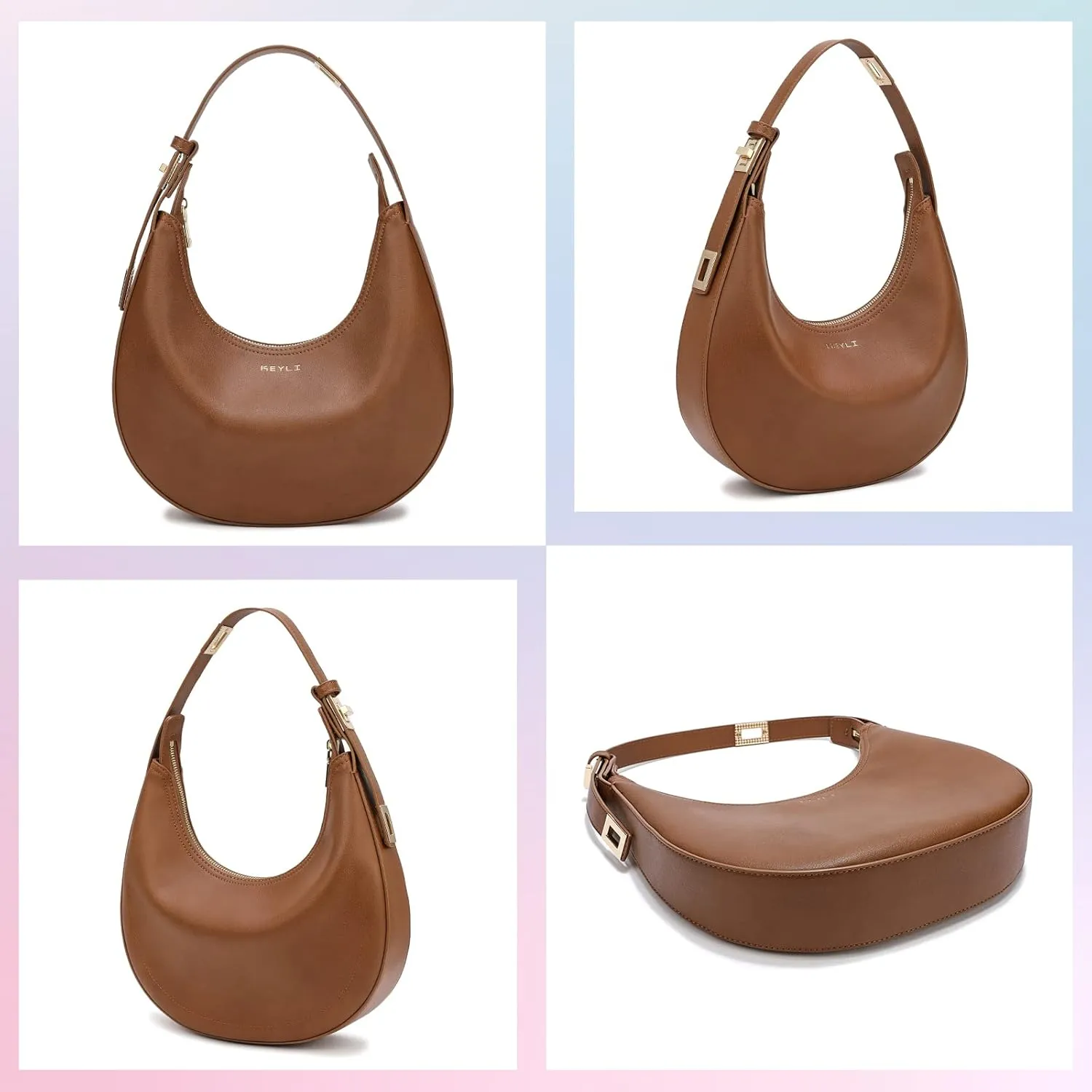 Keyli Shoulder Bag Stylish Casual Clutch Purses for Women 3 Ways Adjust Strap Hobo Handbags with Zip Closure