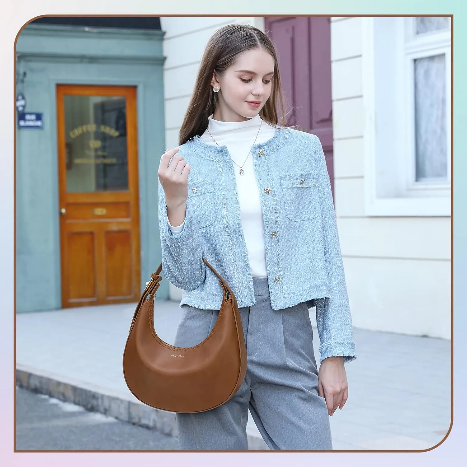 Keyli Shoulder Bag Stylish Casual Clutch Purses for Women 3 Ways Adjust Strap Hobo Handbags with Zip Closure