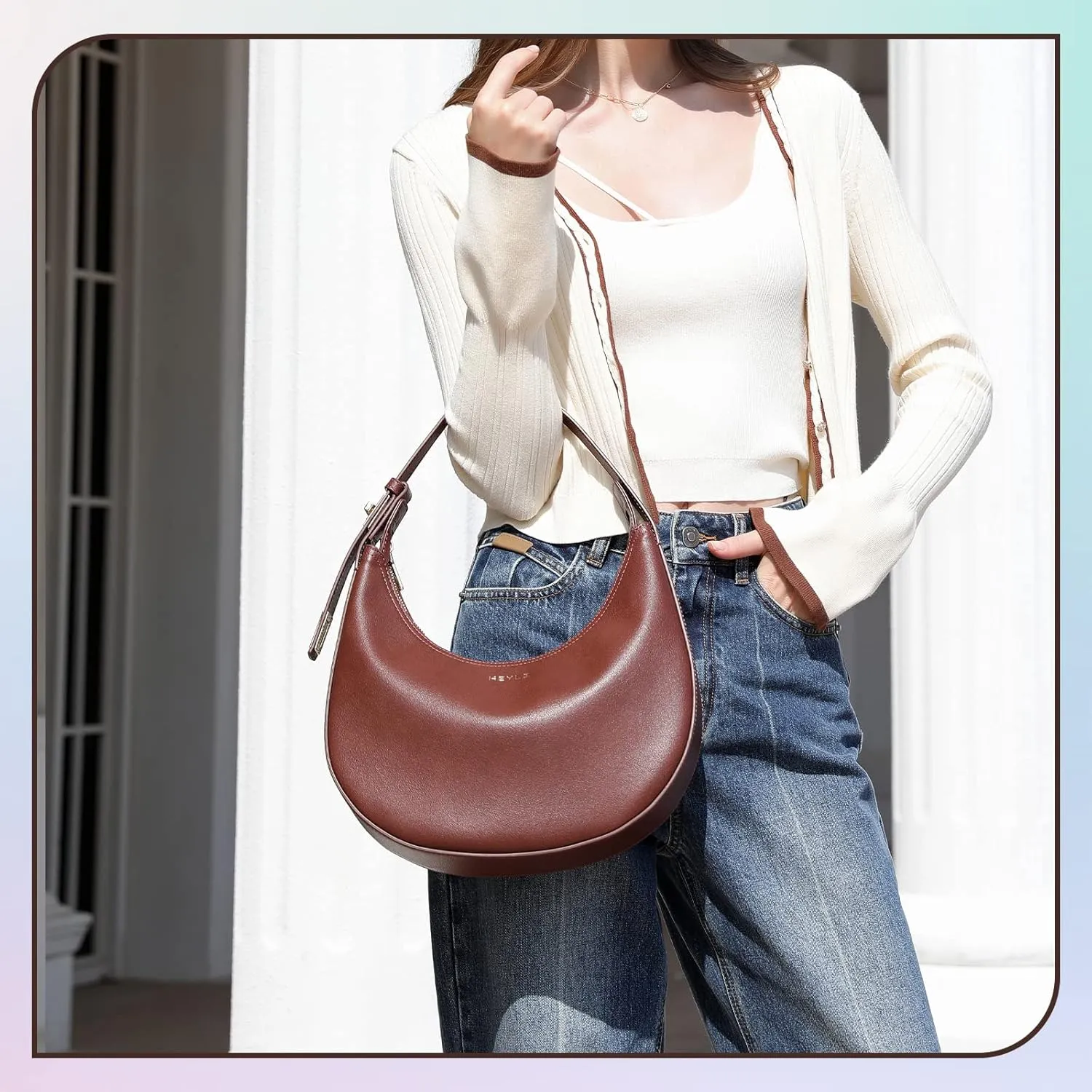 Keyli Shoulder Bag Stylish Casual Clutch Purses for Women 3 Ways Adjust Strap Hobo Handbags with Zip Closure