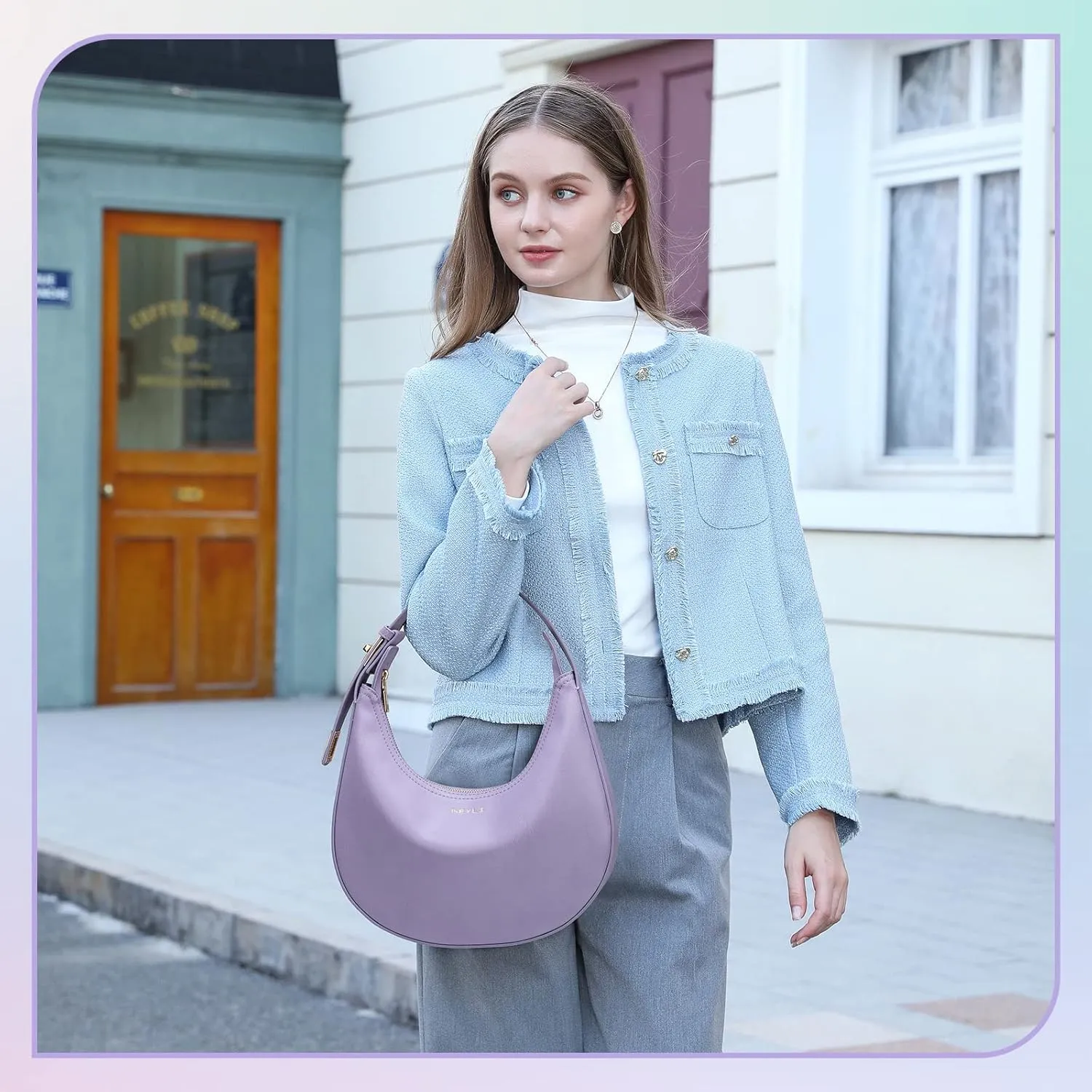 Keyli Shoulder Bag Stylish Casual Clutch Purses for Women 3 Ways Adjust Strap Hobo Handbags with Zip Closure