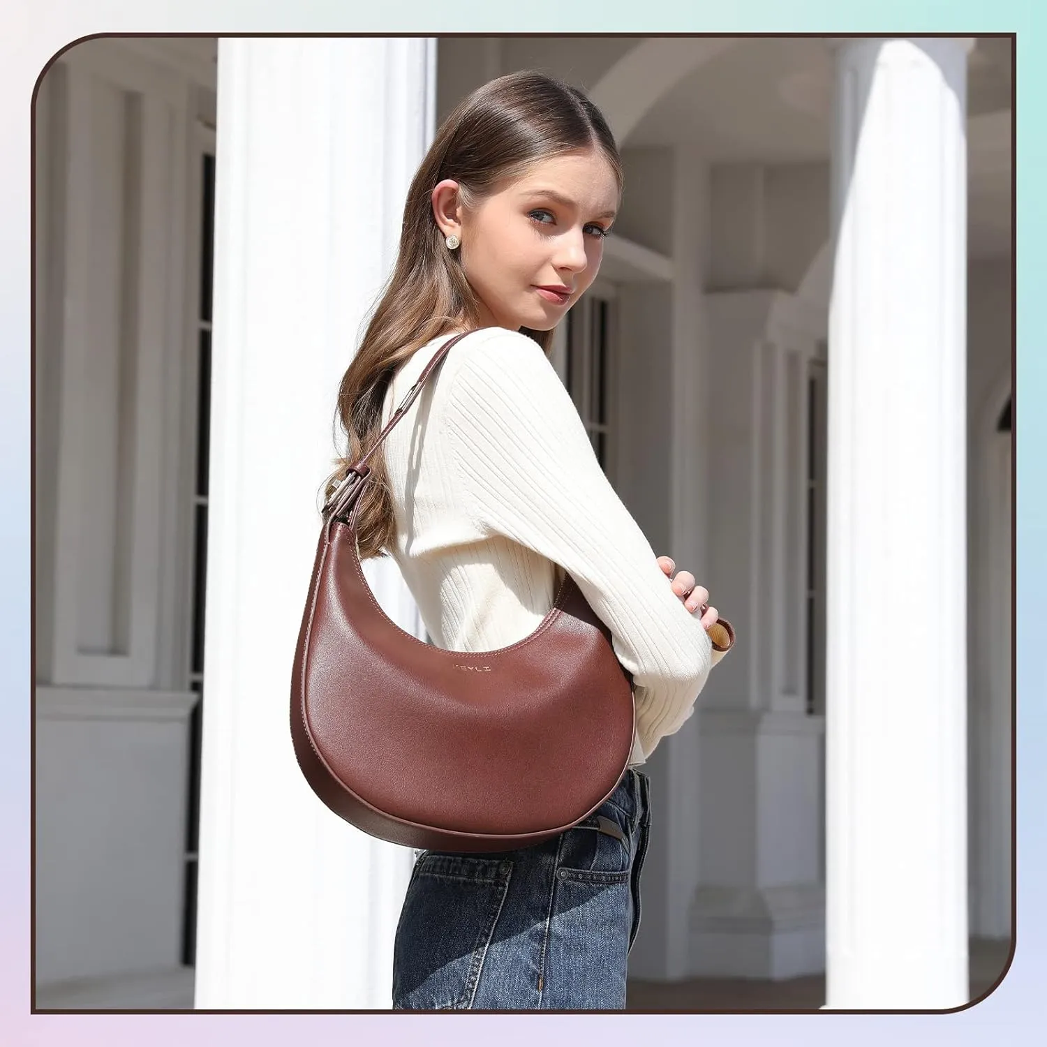 Keyli Shoulder Bag Stylish Casual Clutch Purses for Women 3 Ways Adjust Strap Hobo Handbags with Zip Closure