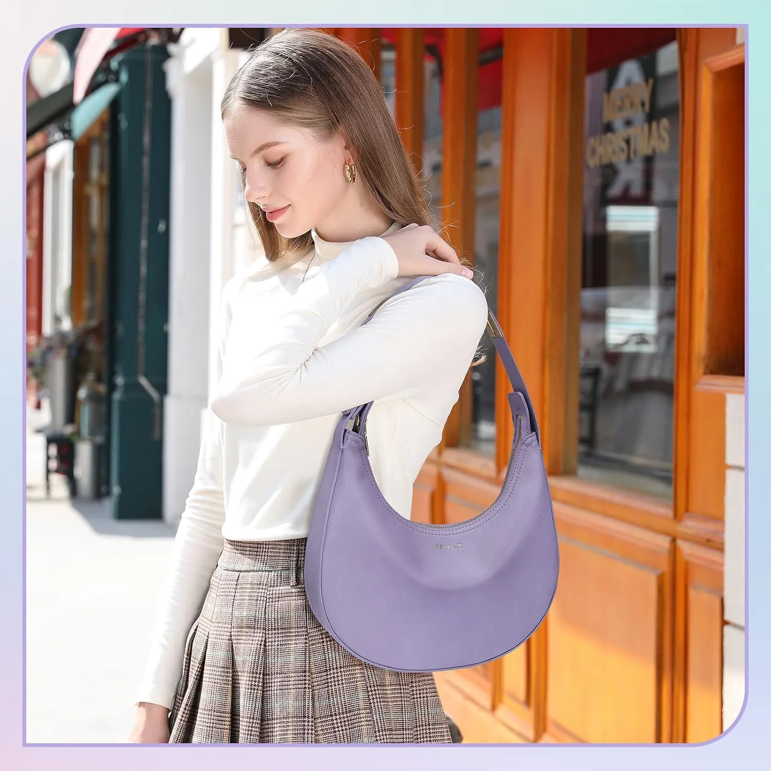 Keyli Shoulder Bag Stylish Casual Clutch Purses for Women 3 Ways Adjust Strap Hobo Handbags with Zip Closure